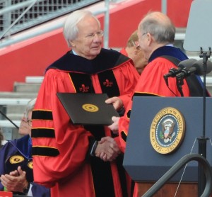 Journalist Bill Moyers receives honorary Doctor of Laws degree from Rutgers President Robert Barchi © 2016 Karen Rubin/news-photos-features.com