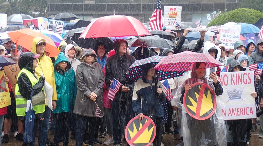Standing up for democracy, freedom and human rights at “No Kings” Protest, June 14, 2025 at Nassau County Courthouse, Mineola, Long Island © Karen Rubin/news-photos-features.com
